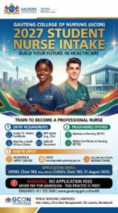 Gauteng province nurse intake opportunities for 2027 Gauteng Nurse Intake